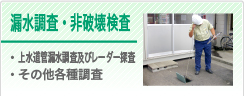 漏水調査・非破壊検査　・上水道管漏水調査及びレーダー探査・その他各種調査